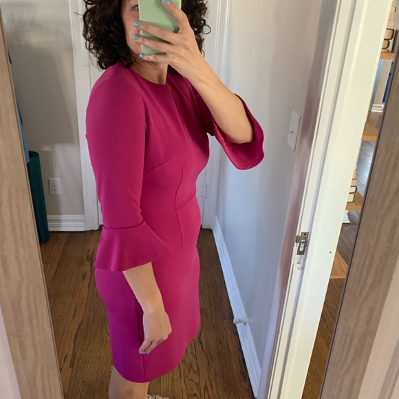 Donna Morgan Pink Sheath Dress Tulip elbow length sleeves - Picture 7 of 7